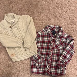 NWOT Lucky Brand toddler boy sweater & flannel 2t